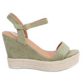 Gröna kile sandaler JS-2952 DK.GREEN