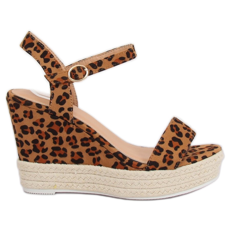 Sandaler på leoparden med kilklack JS-2952 Leopard brun