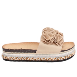 Beige tofflor för kvinnor S61 Beige