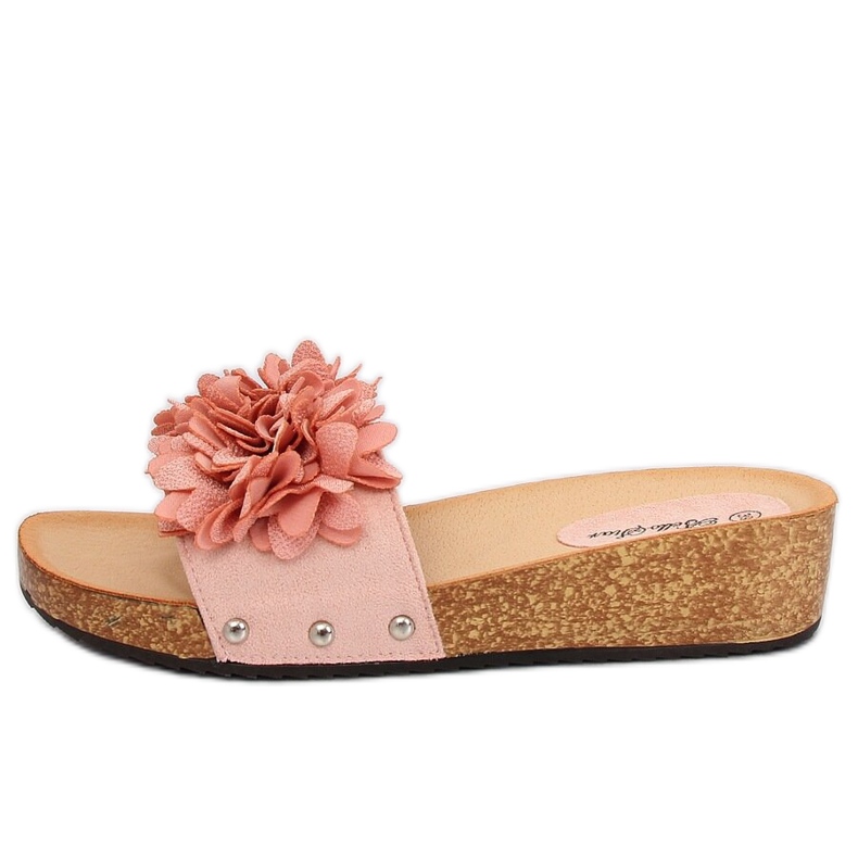 Rosa S63 Rosa tofflor med blommor