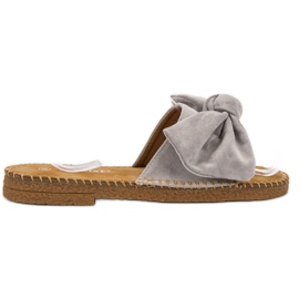 Seastar Grå tofflor med rosett