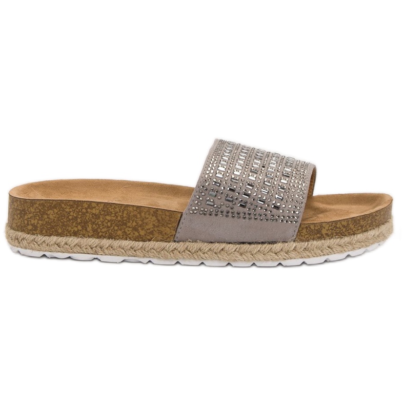 Seastar Grå tofflor med zirkoner