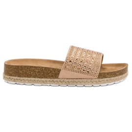 Seastar Beige tofflor med zirkoner
