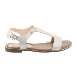 M.Daszyński Sandaler platt häl Daszyński 1583 pärlbeige brun grå