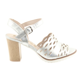 M.Daszyński Silver sandaler Daszyński 1846 stolpe grå