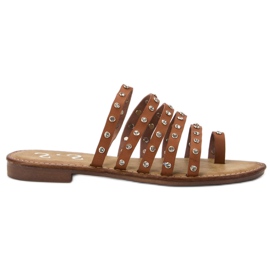 SHELOVET Tofflor Med Strass brun