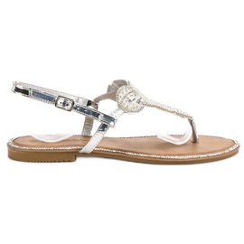 Queentina Bekväma silver sandaler grå