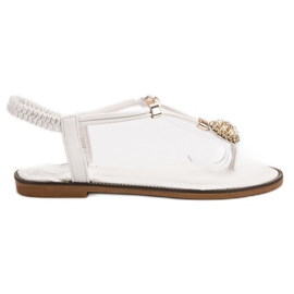 SHELOVET Vita sandaler med elastiskt band