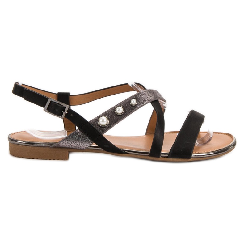 Small Swan Sandaler med pärlor svart