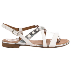 Small Swan Sandaler med pärlor vit