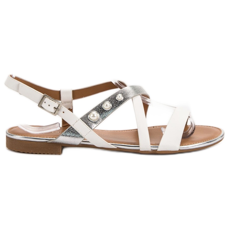 Small Swan Sandaler med pärlor vit