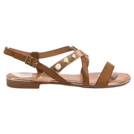 Small Swan Sandaler med pärlor brun