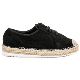 Ideal Shoes Snörad Espadrilles svart