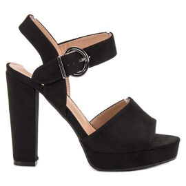 SHELOVET Svarta sandaler på plattformen