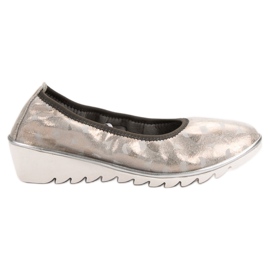 Filippo Läder Ballerina På Kil beige gyllene