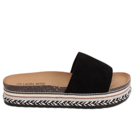 Svarta LS-117 Svart tofflor med hög sula