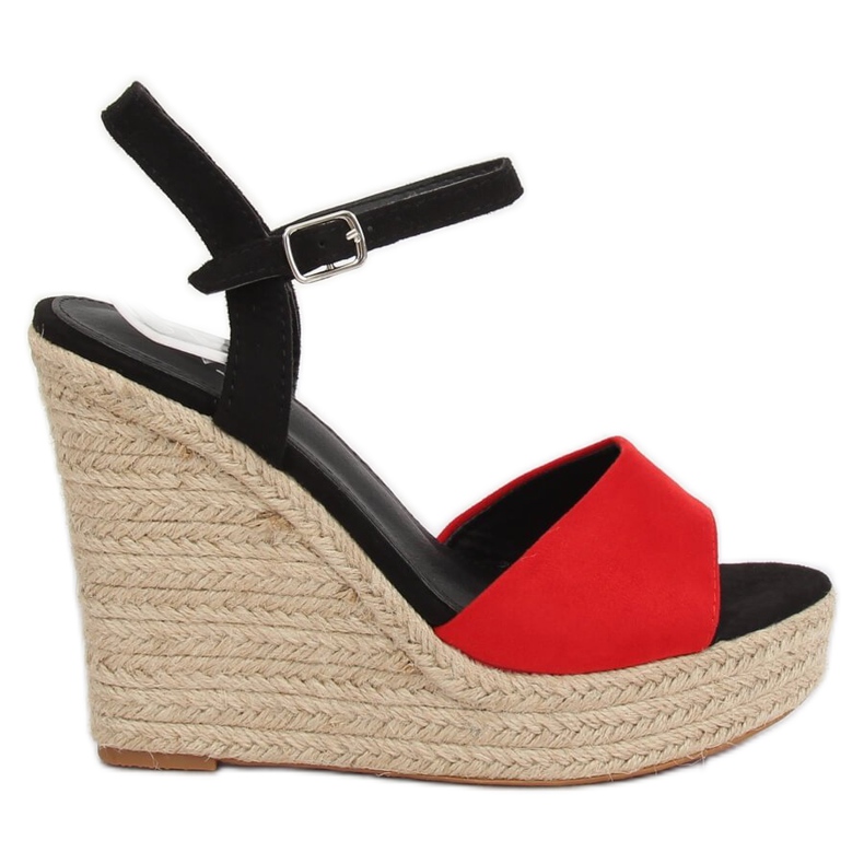 Röda Espadriller på kilar, röda LL-190 Röd