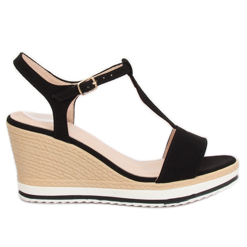 Svarta sandaler på kilklack H-59 Svart