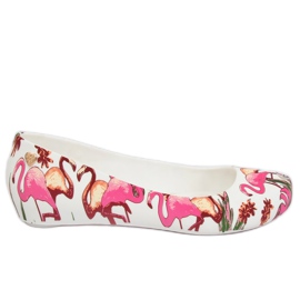 Meliski med vita flamingos CK85 Vit purpur mångfärgad