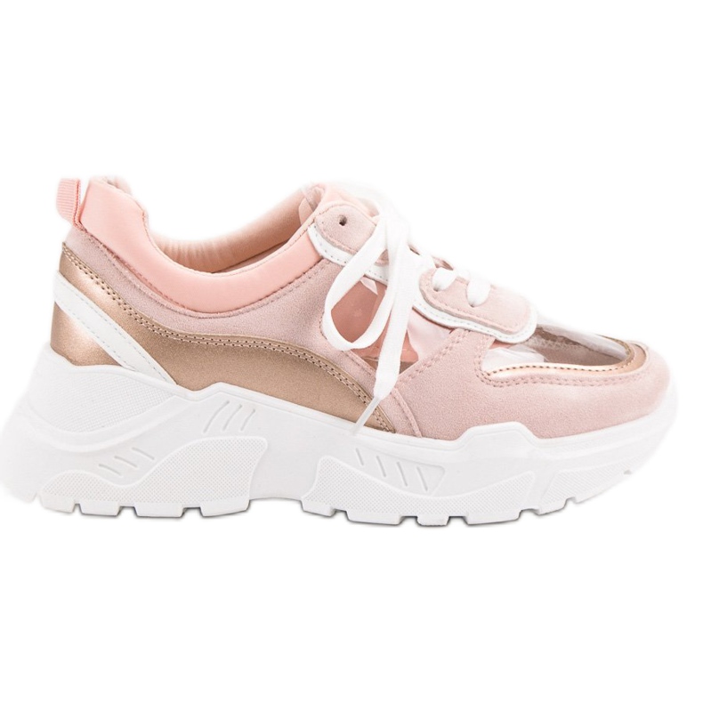 SHELOVET Transparenta sneakers på plattformen rosa