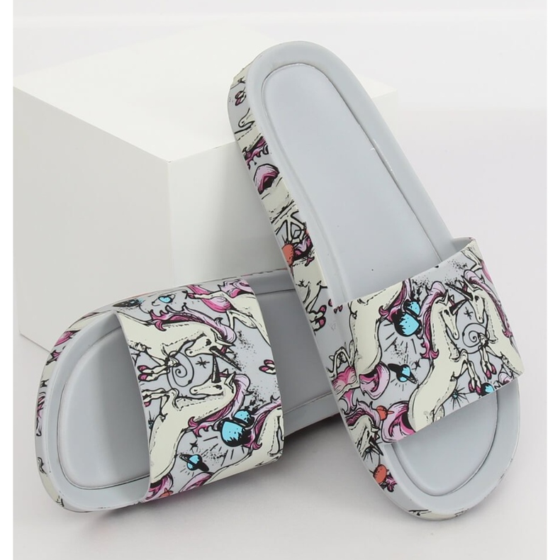 Unicorn grå tofflor CK83 Grå mångfärgad