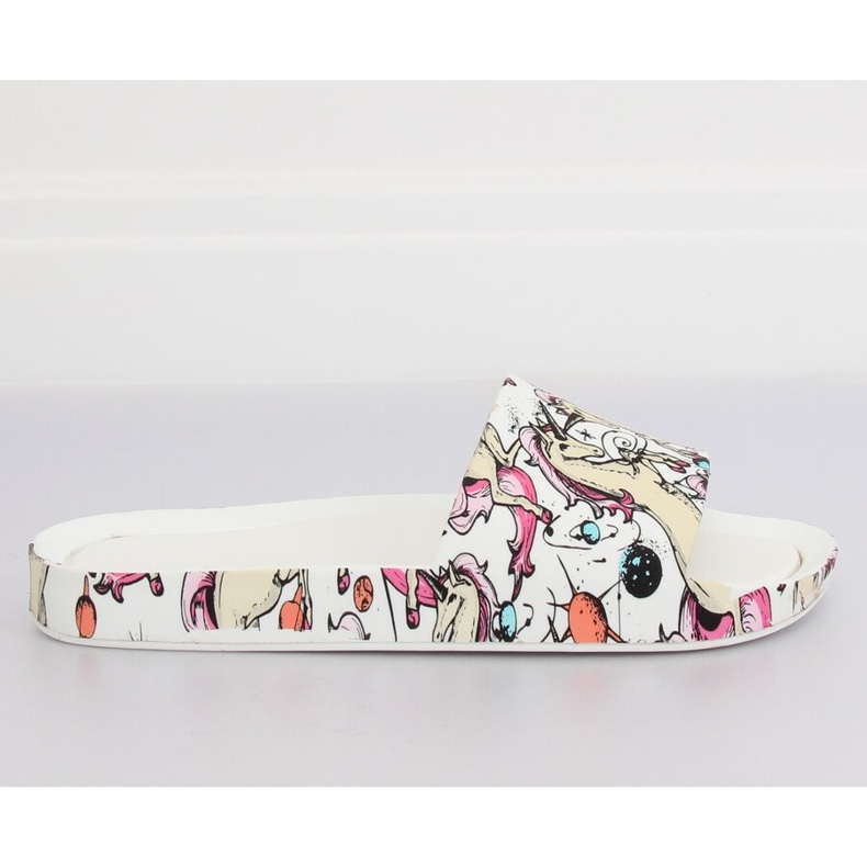 Unicorn vita tofflor CK83 White mångfärgad