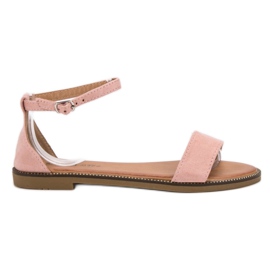 Laura Mode Klassiska platta sandaler rosa