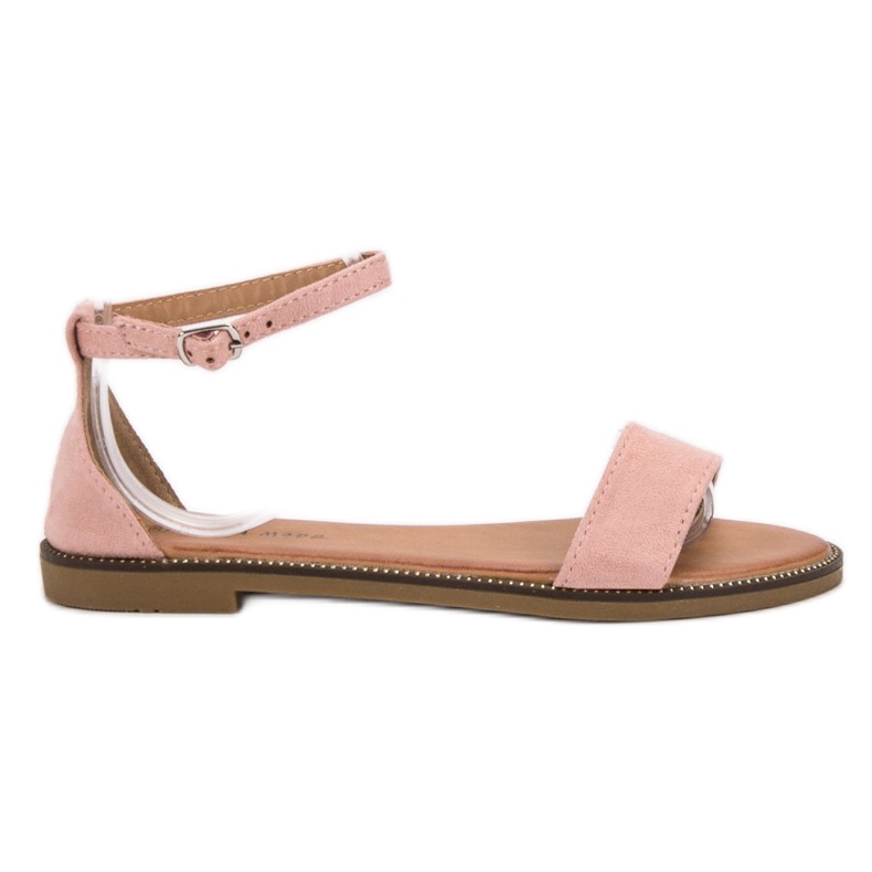 Laura Mode Klassiska platta sandaler rosa