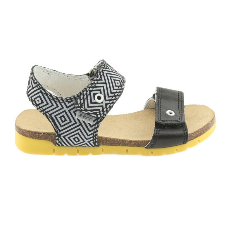 Bartek Girls 'Leather Sandals 56183 Svart med mönster