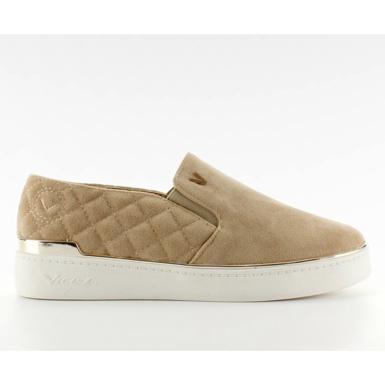 Suede sneakers slip-on 7103 Beige II-GAT