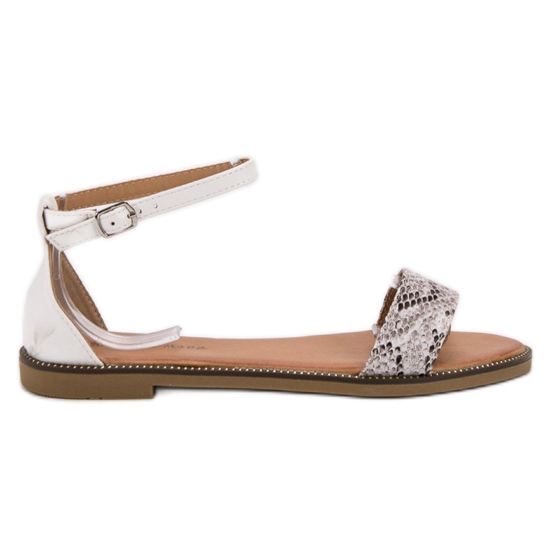 Laura Mode Klassiska platta sandaler vit mångfärgad