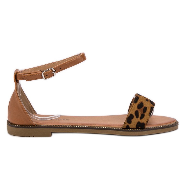 Laura Mode Klassiska platta sandaler brun