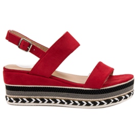 Primavera Boho Wedge Sandaler röd