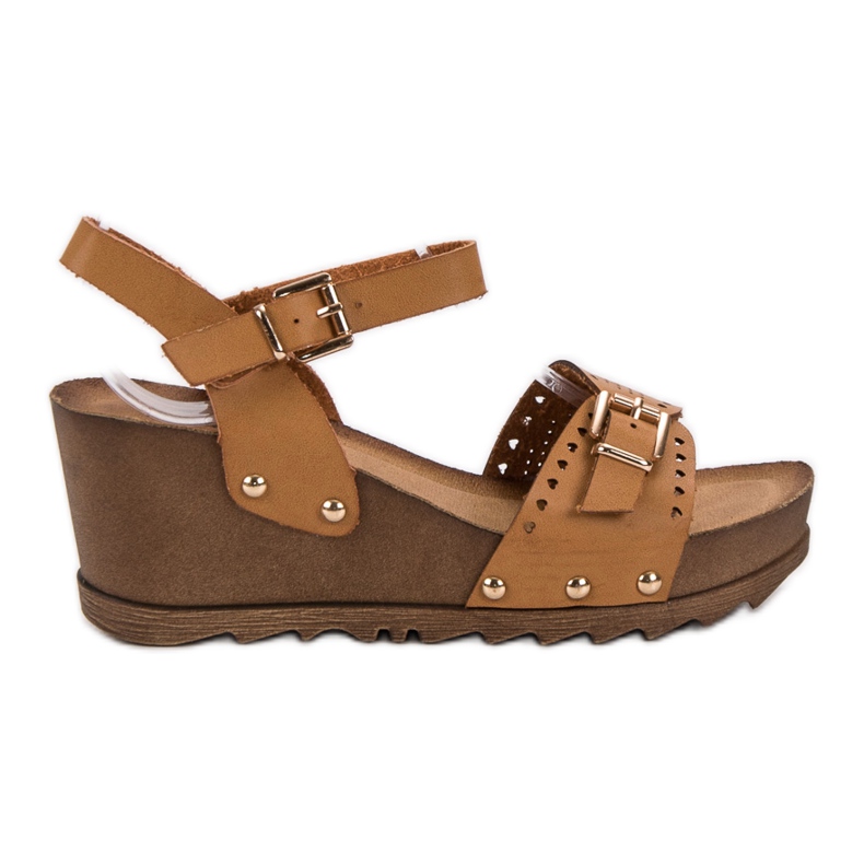 SHELOVET Camel Wedge Sandaler brun