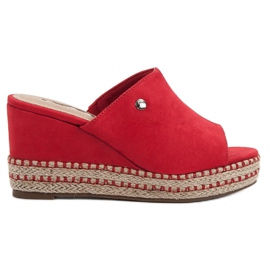 Best Shoes Sandaler med kil röd