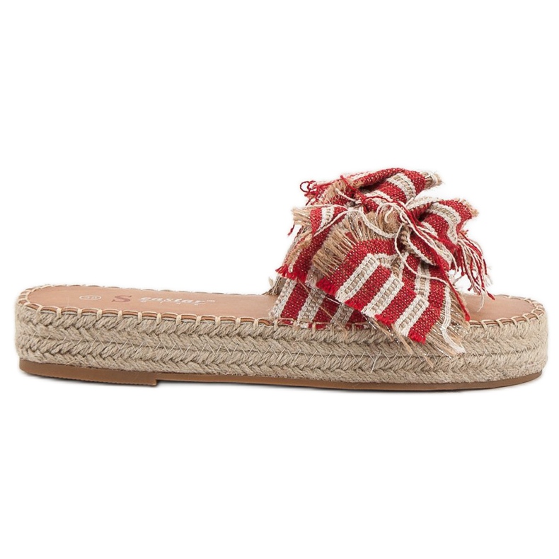 Seastar Randiga tofflor röd