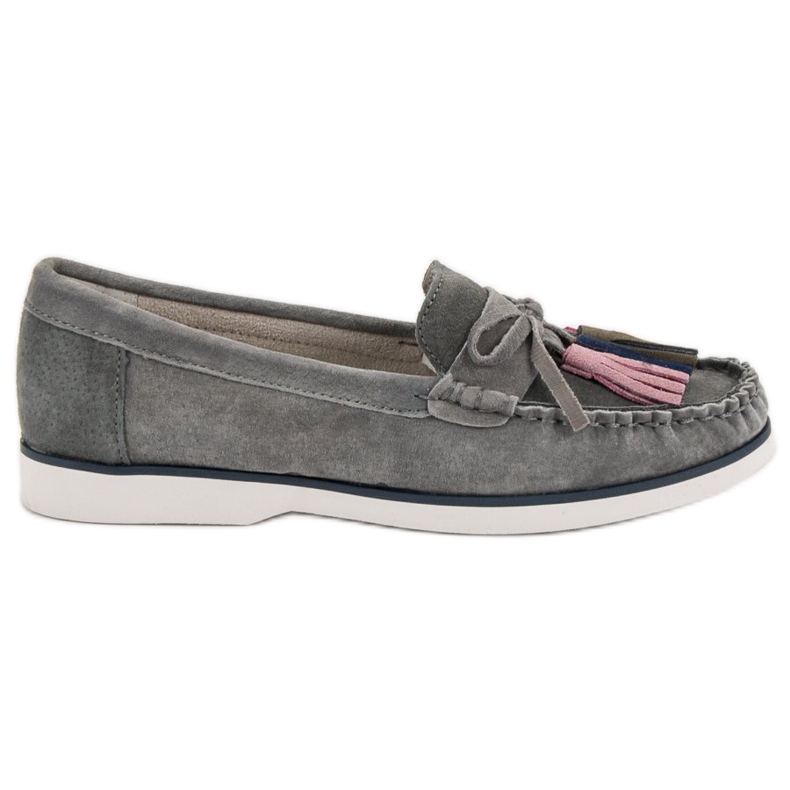 Filippo Läder Loafers med fransar grå