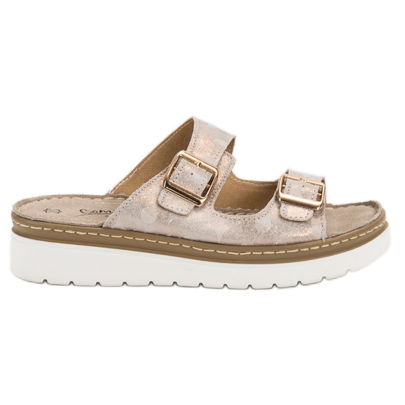 Filippo Bekväma läder tofflor brun gul