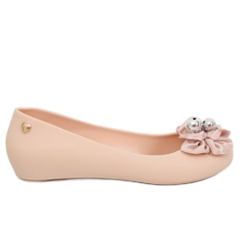 Ballerinas meliski med rosett CK-86P Beige rosa