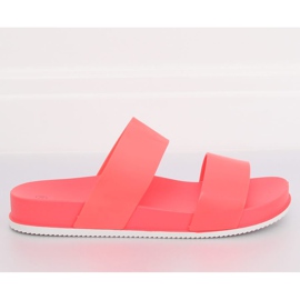 Tofflor med gummiränder korall CK66P Coral röd