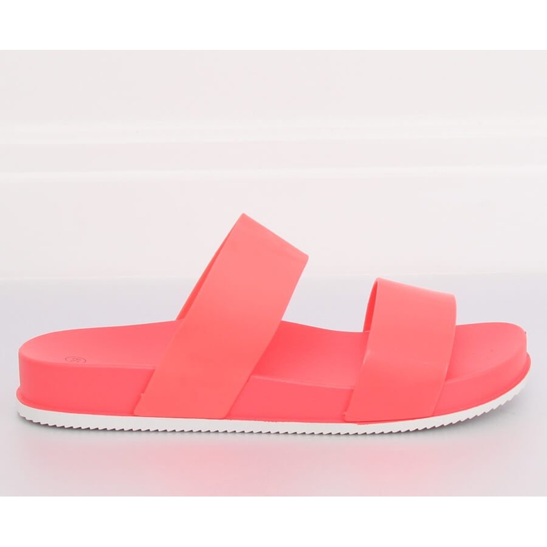 Tofflor med gummiränder korall CK66P Coral röd