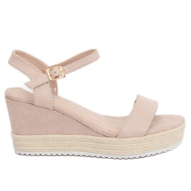 Beige sandaler på en kil espadrilles LY9109 Beige