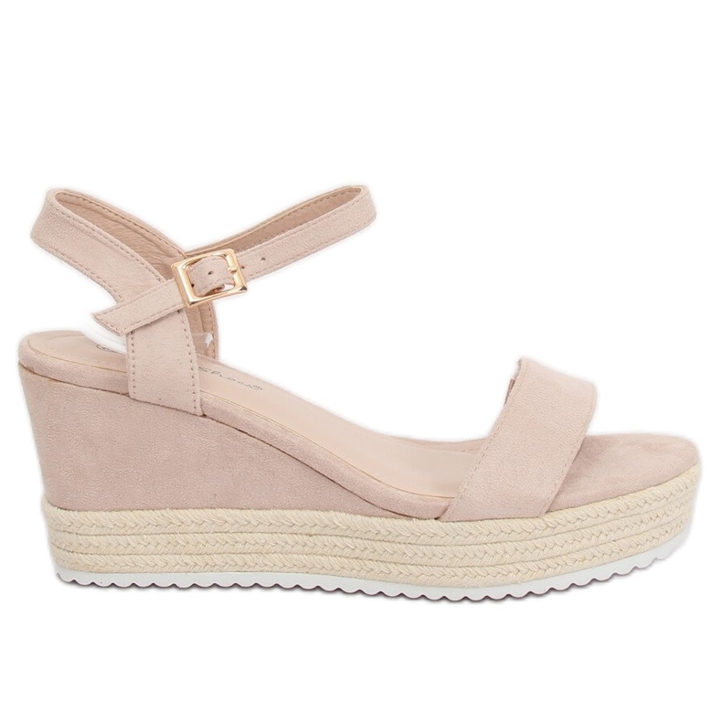 Beige sandaler på en kil espadrilles LY9109 Beige