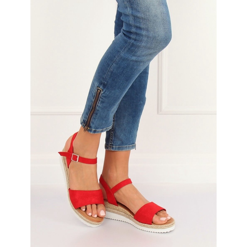 Sandaler i låga klackar röda 7868-KL Red II-GAT