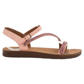 Camo Sandaler med Cubic Zirconia rosa