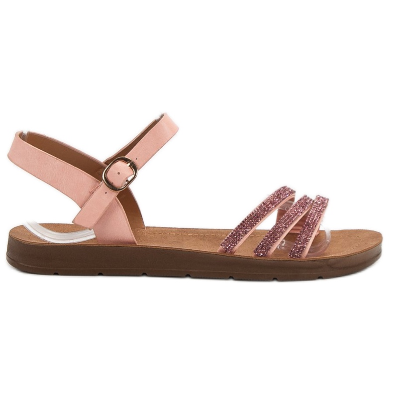 Camo Platta sandaler med cubic zirconia rosa