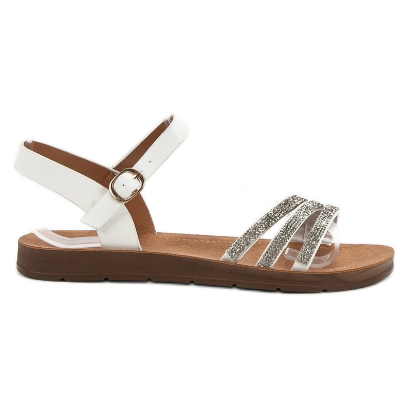 Camo Platta sandaler med cubic zirconia vit