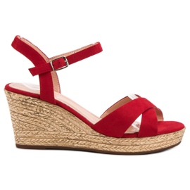 Best Shoes Röda sandaler på kilen