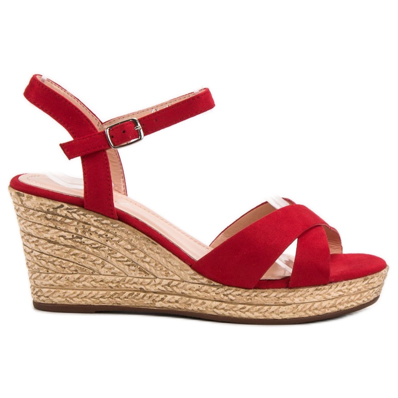 Best Shoes Röda sandaler på kilen