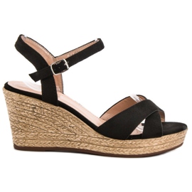 Best Shoes Svarta sandaler på kilen